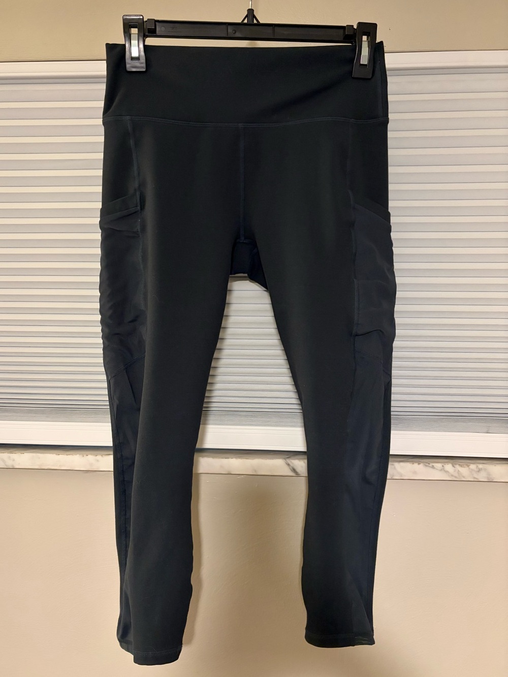 Womens Fabletics Leggings with Side Pockets, Sheer Mesh Details